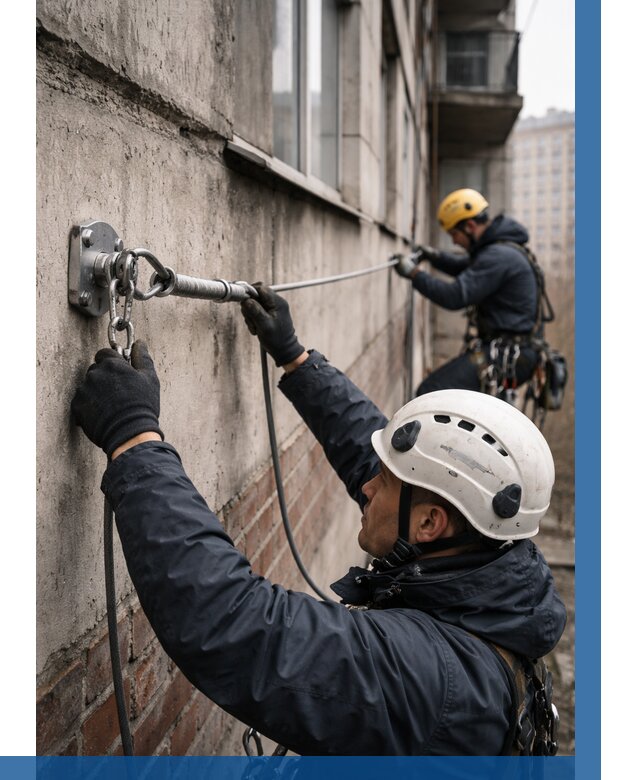 Монтаж анкерных линий в Ирбите от 3298 р. | ВЫСОТНИК-Рбт