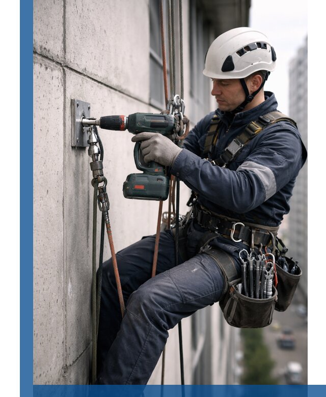 Установка анкерных точек для высотных работ в Ирбите